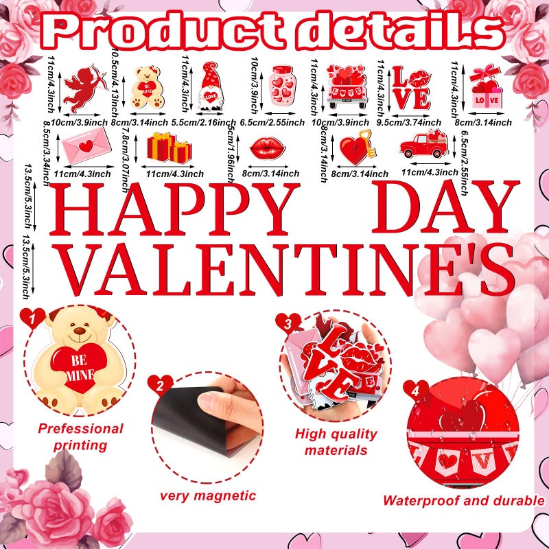 Ferraycle 30 Pcs Magnetic Valentines Day Garage Door Decorations Heart Valentines Garage Door Magnets Love Decor Car Magnets Stickers Refrigerator Decals - Image 2