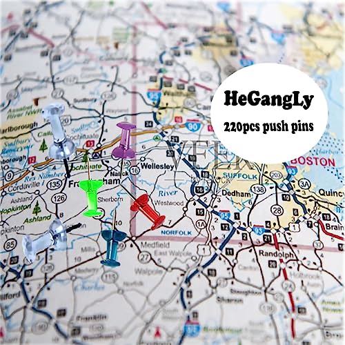 HeGangLy 200pcs Push Pins,Clear Multiple Colors Push Pins, Bulletin Board Thumb Tacks for Cork Board, Map Pins, Photo Hanging Tacks,Craft Projects Nails,Ideal for Homes,Schools and Offices - Image 4