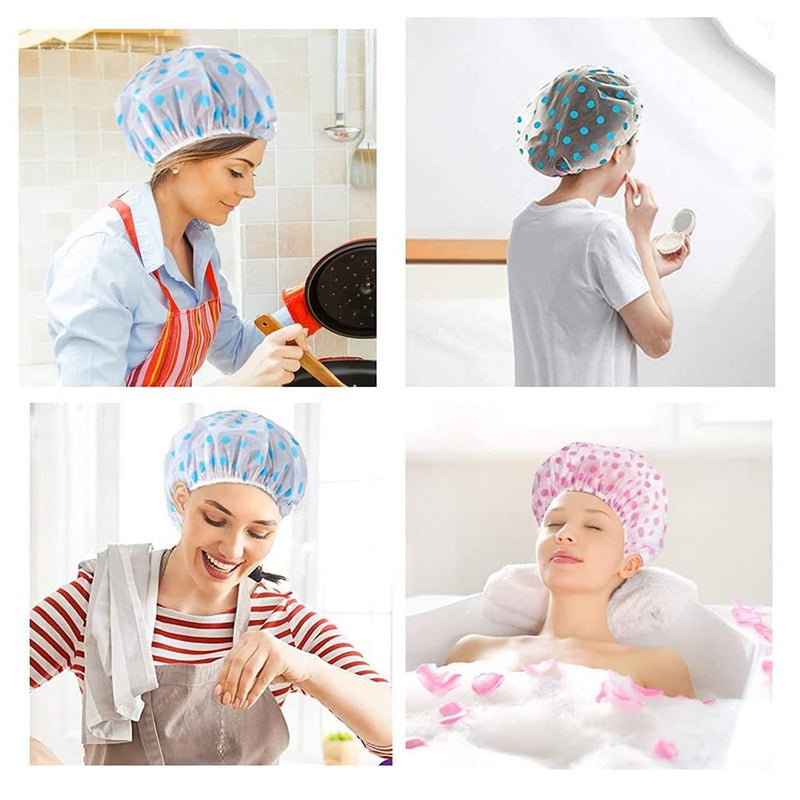 FYCAN 4 In 1 Spa Kit Shower Cap for Bathing Waterproof, Back Scrubber Sponge Pad Shower Straps Bath Loofah Brush Body Relax, Pumice Stone for Foot Exfoliation,Bath Body Skin Soft Sponge-Pink - Image 2