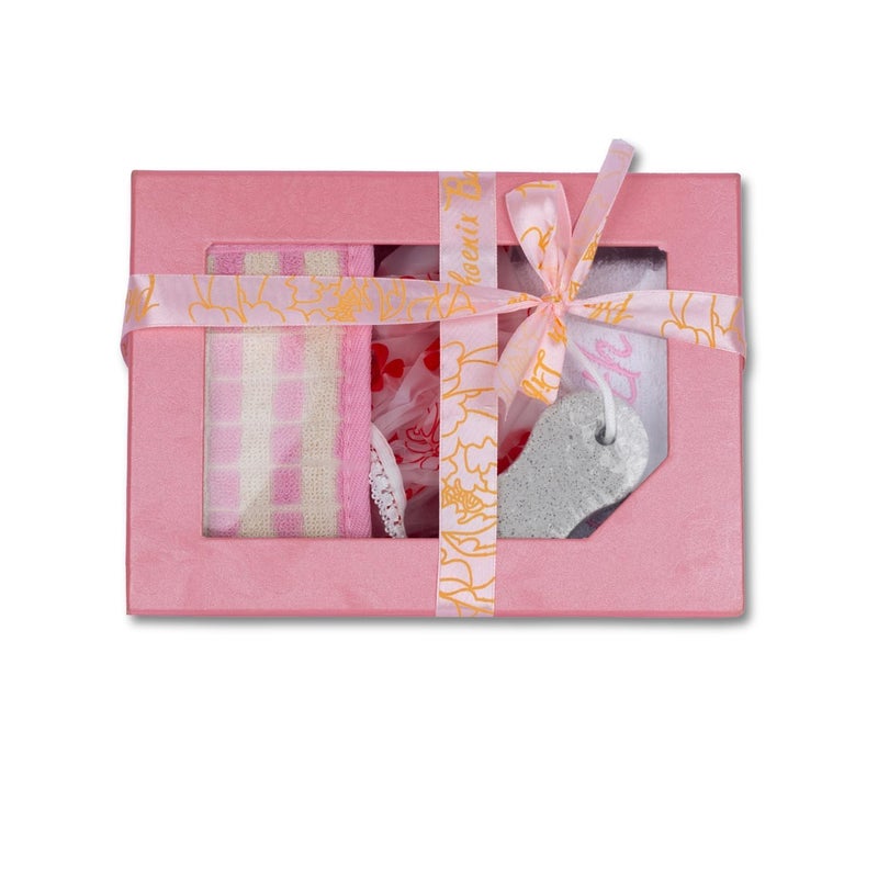 FYCAN 4 In 1 Spa Kit Shower Cap for Bathing Waterproof, Back Scrubber Sponge Pad Shower Straps Bath Loofah Brush Body Relax, Pumice Stone for Foot Exfoliation,Bath Body Skin Soft Sponge-Pink - Image 1