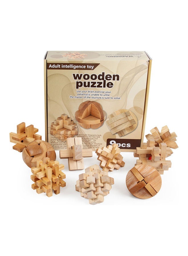 NIBEMINENT 9-Piece Wooden Interlocked Puzzles - Image 1