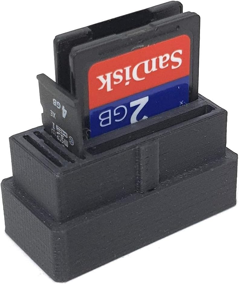 Cero 3D Printed SD Card Holder [3 SD and 3 MicroSD Cards] (Black PLA Plastic) - Image 2