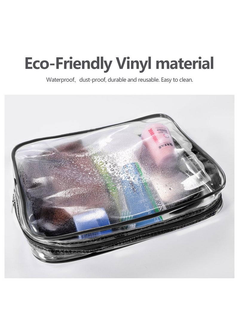 YelaJoy 3Pcs PVC Travel Toiletry Bag Kit for Women Men, Waterproof Vinyl Organizer Makeup Bags with Zipper Handle Straps, Clear Cosmetic Bag Pouch Carry on Airport Airline Compliant Bag Handbag （Black）  - Image 4