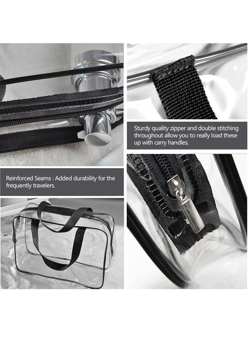 YelaJoy 3Pcs PVC Travel Toiletry Bag Kit for Women Men, Waterproof Vinyl Organizer Makeup Bags with Zipper Handle Straps, Clear Cosmetic Bag Pouch Carry on Airport Airline Compliant Bag Handbag （Black）  - Image 5
