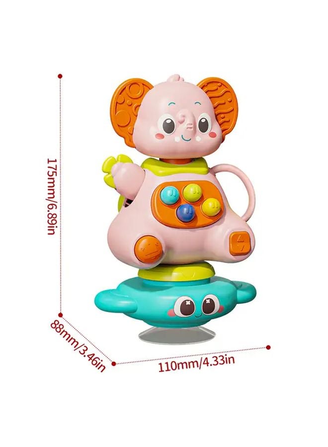 Pink Elephant Grip Toy With Whistling Suction Cup Rotation Educational Playtime Gift - Image 1
