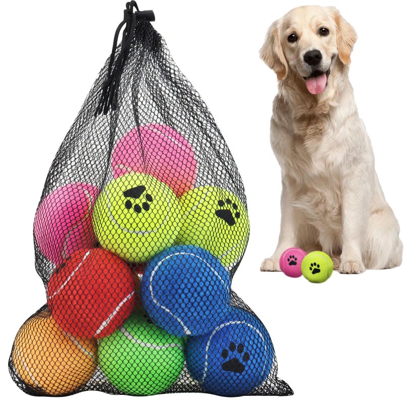 INSUM Bulk Tennis Balls for Dogs Pack of 12 Easy Catching Dog Fetch Balls Non SqueakyMulticolor - Image 2