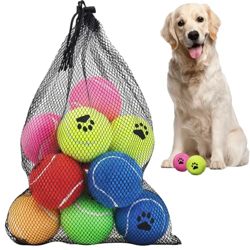 INSUM Bulk Tennis Balls for Dogs Pack of 12 Easy Catching Dog Fetch Balls Non SqueakyMulticolor - Image 1