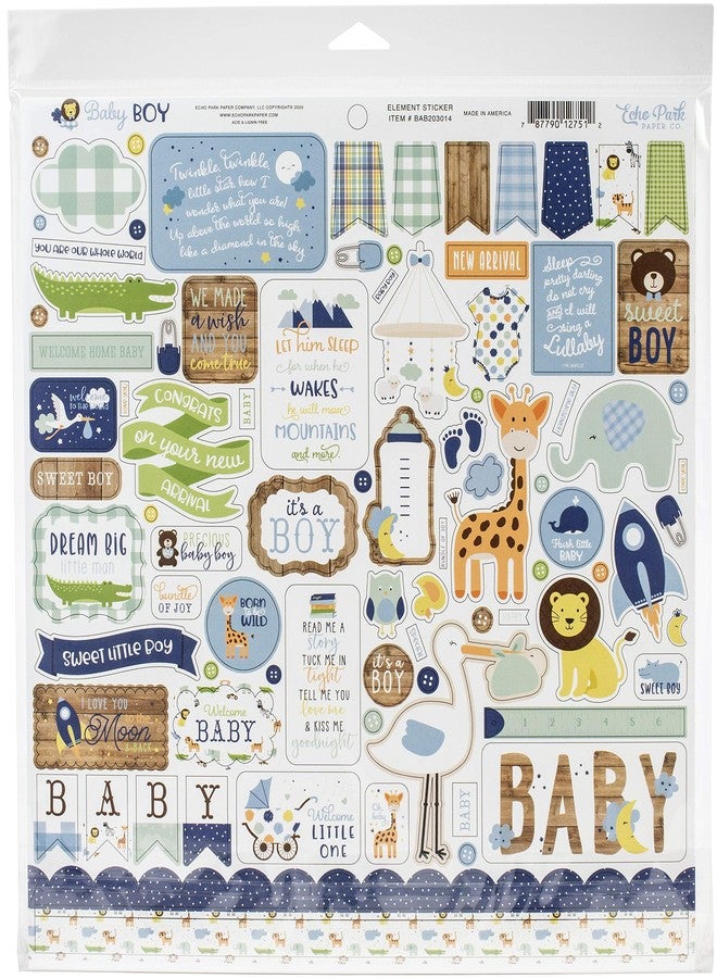 Echo Park Paper Company Baby Boy Collection Kit paper, blue, green, mint, yellow 12-x-12-Inch - Image 3