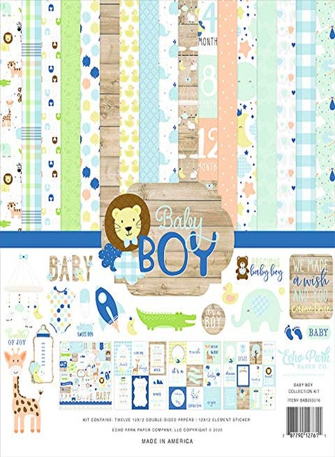 Echo Park Paper Company Baby Boy Collection Kit paper, blue, green, mint, yellow 12-x-12-Inch - Image 2