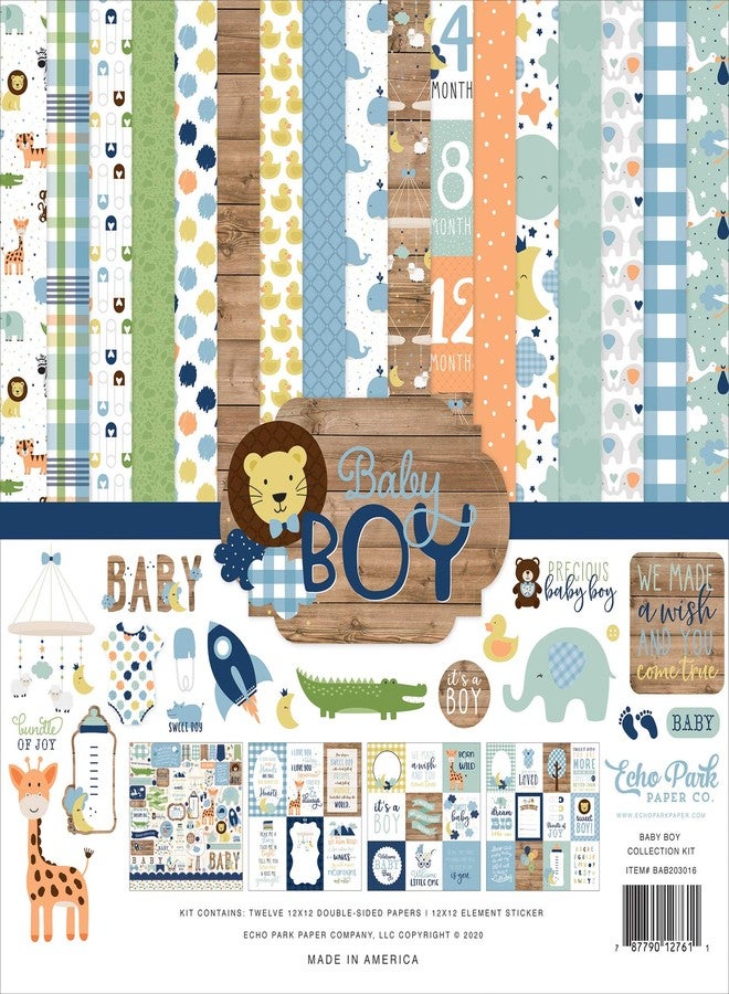 Echo Park Paper Company Baby Boy Collection Kit paper, blue, green, mint, yellow 12-x-12-Inch - Image 4