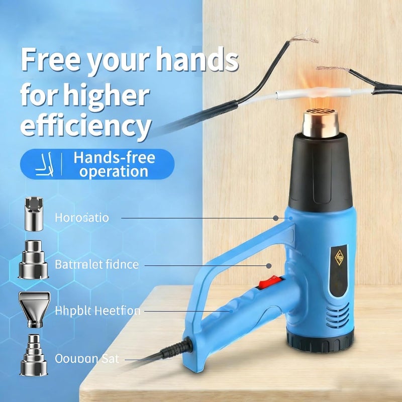 Moonmen Heat Gun, 1600W Adjustable Hot Air Gun Kit with Temperature Control and 4 Nozzles Heat Blower Electric for Shrinking PVC,Stripping Paint, Crafts (Blue) - Image 4