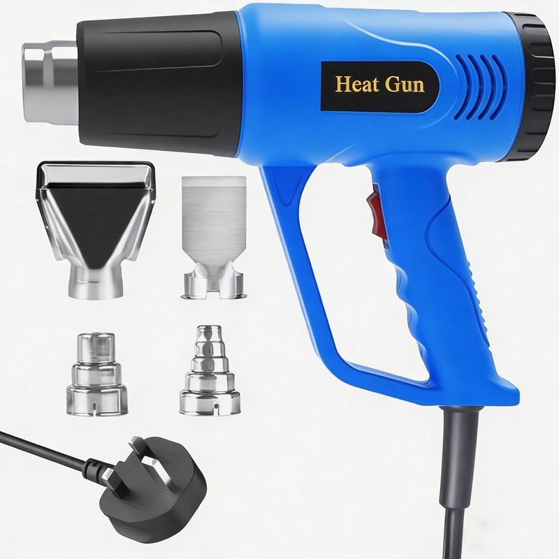 Moonmen Heat Gun, 1600W Adjustable Hot Air Gun Kit with Temperature Control and 4 Nozzles Heat Blower Electric for Shrinking PVC,Stripping Paint, Crafts (Blue) - Image 1