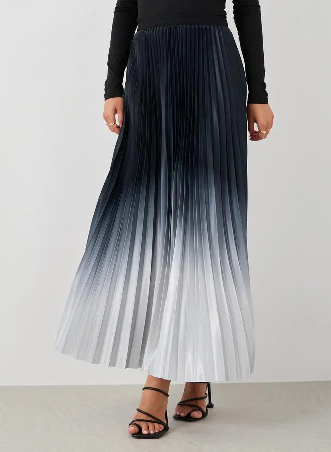 ستايلي Styli Ambre Print Pleated A-Line Maxi Skirt
