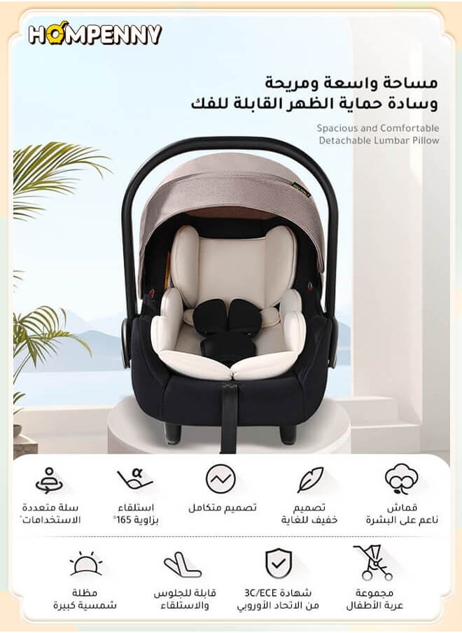 Hompenny 3-in-1 Infant Car Seat Carrier – Lightweight & Portable, 165° Flat Recline, ECE Certified Safety Seat for 0–15 Months, Compatible with Stroller Frame  - Image 2