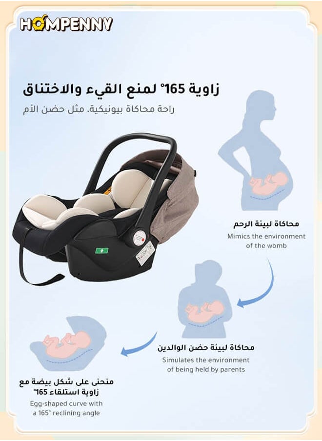 Hompenny 3-in-1 Infant Car Seat Carrier – Lightweight & Portable, 165° Flat Recline, ECE Certified Safety Seat for 0–15 Months, Compatible with Stroller Frame  - Image 5
