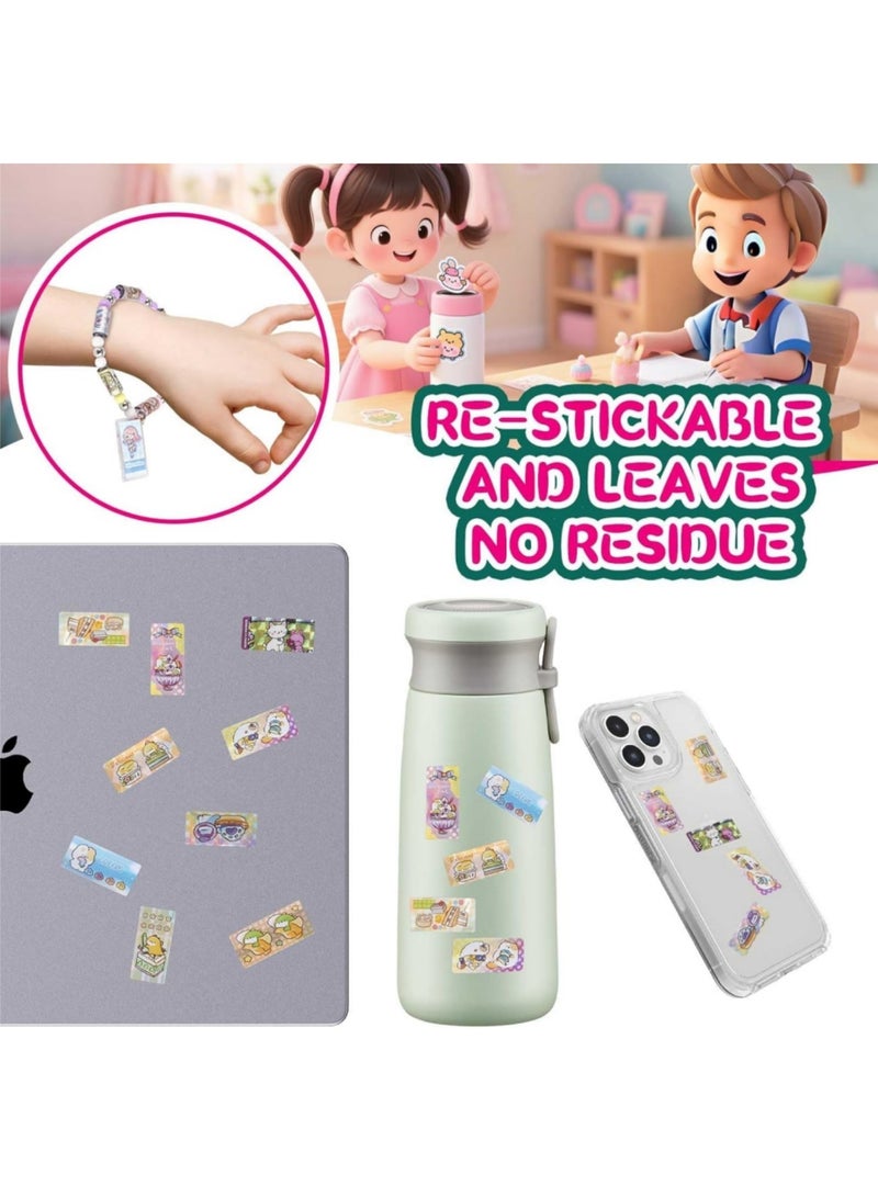 سايكفو مجموعة صنع أساور الخرز للبنات - صانعة مجوهرات ملصقات يمكنك صنعها بنفسك مع 140 ملصقًا باللغة الإنجليزية في علب، و14 لفة مفاجئة، وأربطة قابلة للارتداء - خرز إبداعي لصنع الأساور، هدية للأطفال والمراهقين من سن 5 إلى 12 عامًا - Image 4