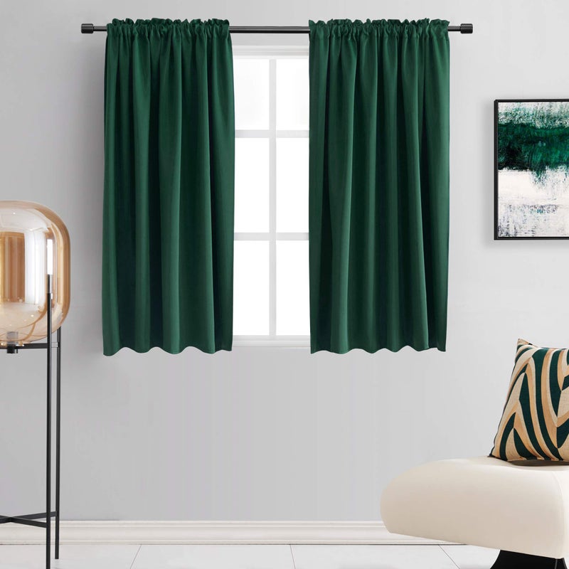 DONREN Hunter Green Blackout Thermal Insulating Window Curtain Panels for Bedroom with Rod Pocket (42 x 54 Inches Long,2 Panels) - Image 1