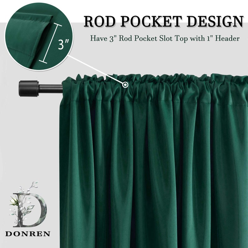 DONREN Hunter Green Blackout Thermal Insulating Window Curtain Panels for Bedroom with Rod Pocket (42 x 54 Inches Long,2 Panels) - Image 4