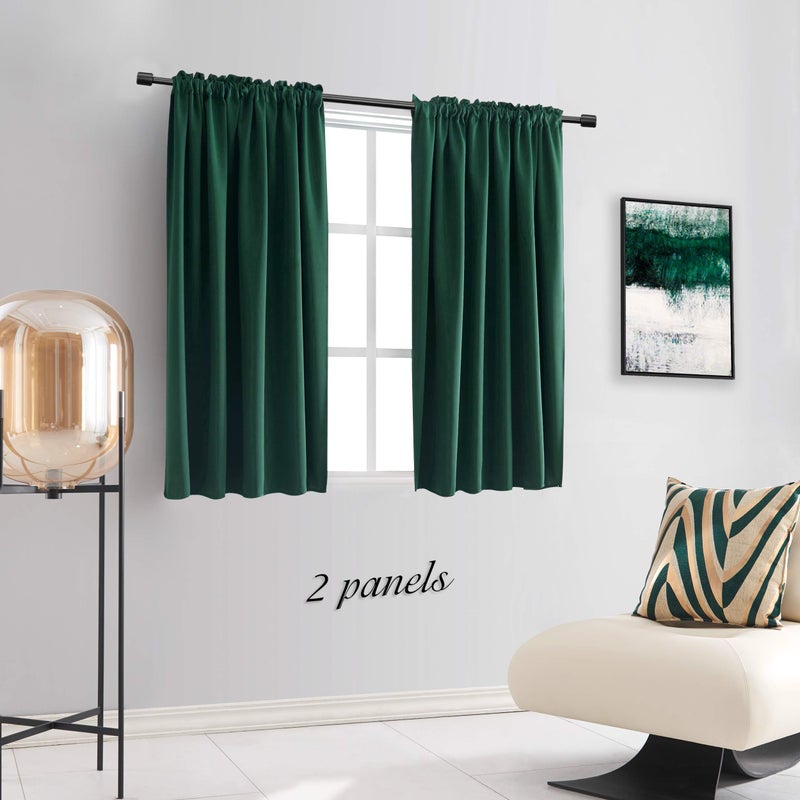 DONREN Hunter Green Blackout Thermal Insulating Window Curtain Panels for Bedroom with Rod Pocket (42 x 54 Inches Long,2 Panels) - Image 2