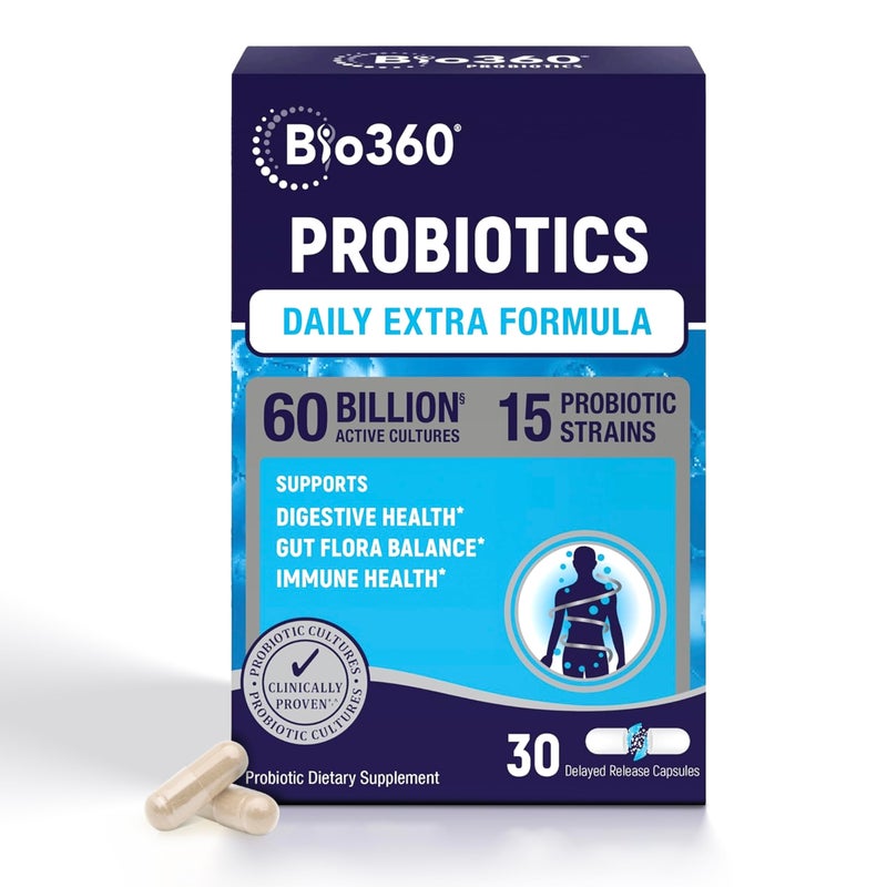 Extra Strength Probiotic for Digestive Health and Immune Support 60 Billion CFU 15 Strains Gut Health Probiotics for Men and Women Supports Occasional Constipation Diarrhea Gas Bloating 30CT