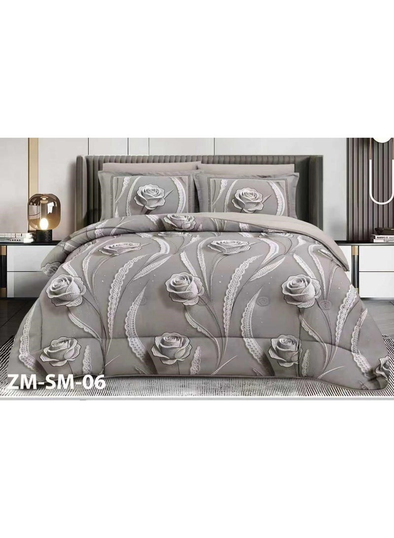 Floral patterned bedspread for a double bed, 6 pieces, quilt size 230*250