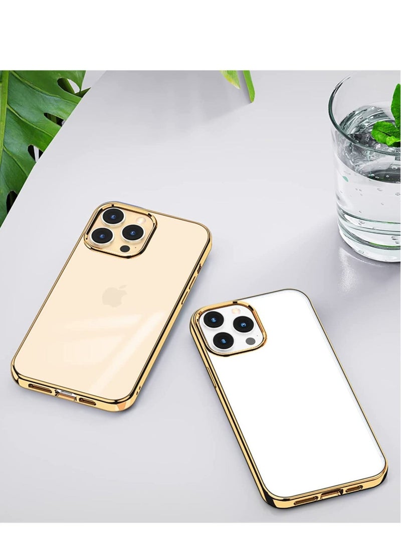 Raxoom Compatible for iPhone 14 Pro Max Clear Case (2022, Crystal Transparent Cover Shockproof Protective Bumper Shell with Electroplated Mirror Edge for iPhone 14 Pro Max Gold - Image 2