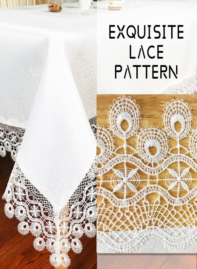 BrekSdat Tablecloths for Rectangle Tables Lace Elegant Decor for Dinning Home Holiday Party Kitchen Easter Christmas Wedding Farmhouse Outdoor Washable Table Linen (H17879-white-1, 72 * 126) - Image 3