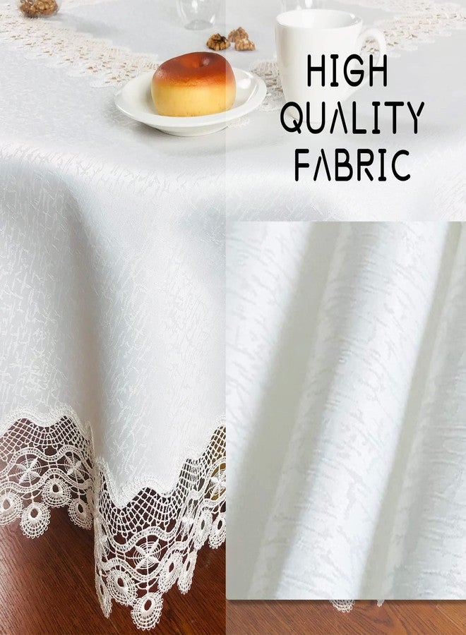 BrekSdat Tablecloths for Rectangle Tables Lace Elegant Decor for Dinning Home Holiday Party Kitchen Easter Christmas Wedding Farmhouse Outdoor Washable Table Linen (H17879-white-1, 72 * 126) - Image 4
