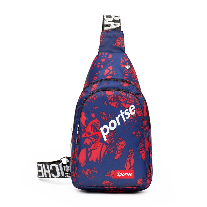 Korean Mens Chest Bag Casual Floral Sling Pack Black and gray