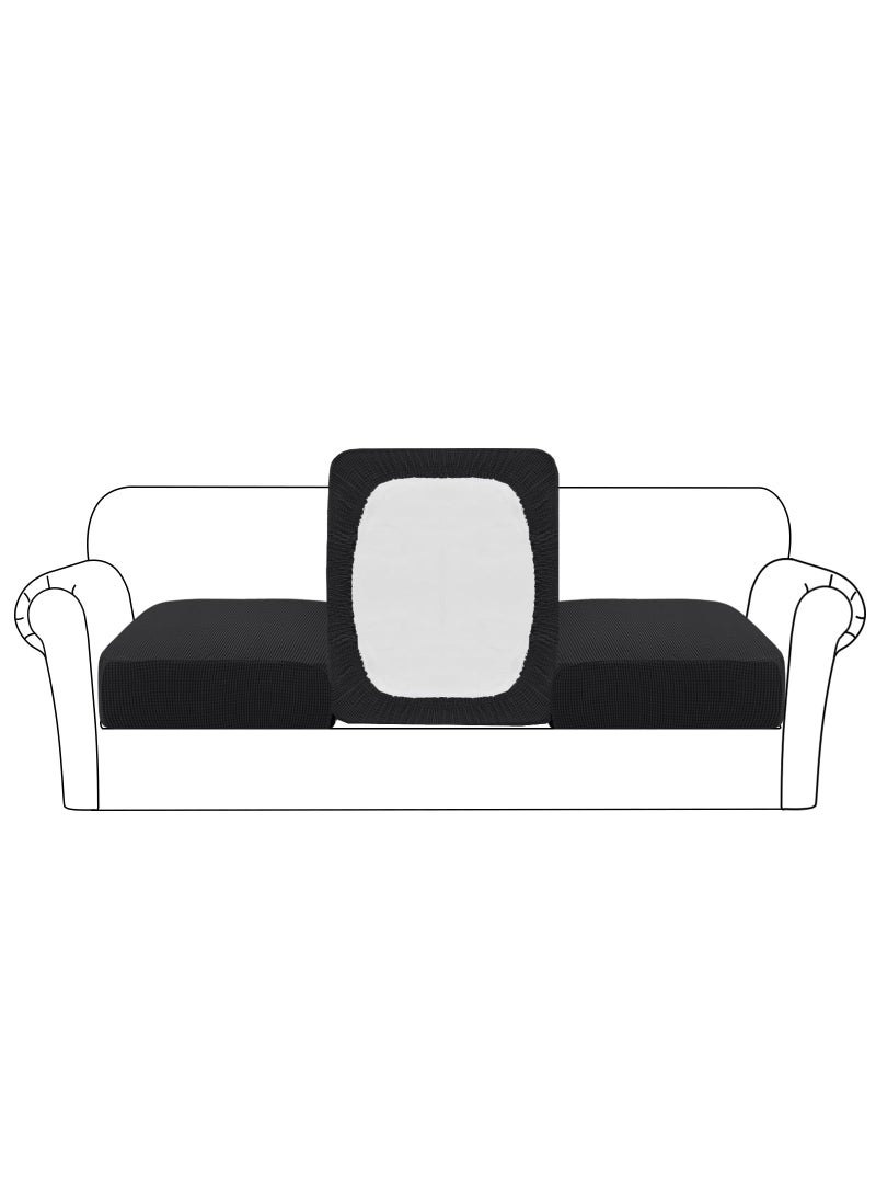 Flamingo P Flamingo P Stretch Seat Cushion Cover 3 Cushion Couch Cover Sofa Seat Slipcovers Suitable for Armchair Loveseat Sofa with Spandex Jacquard Fabric 3 Seat Cushion Cover Black 
