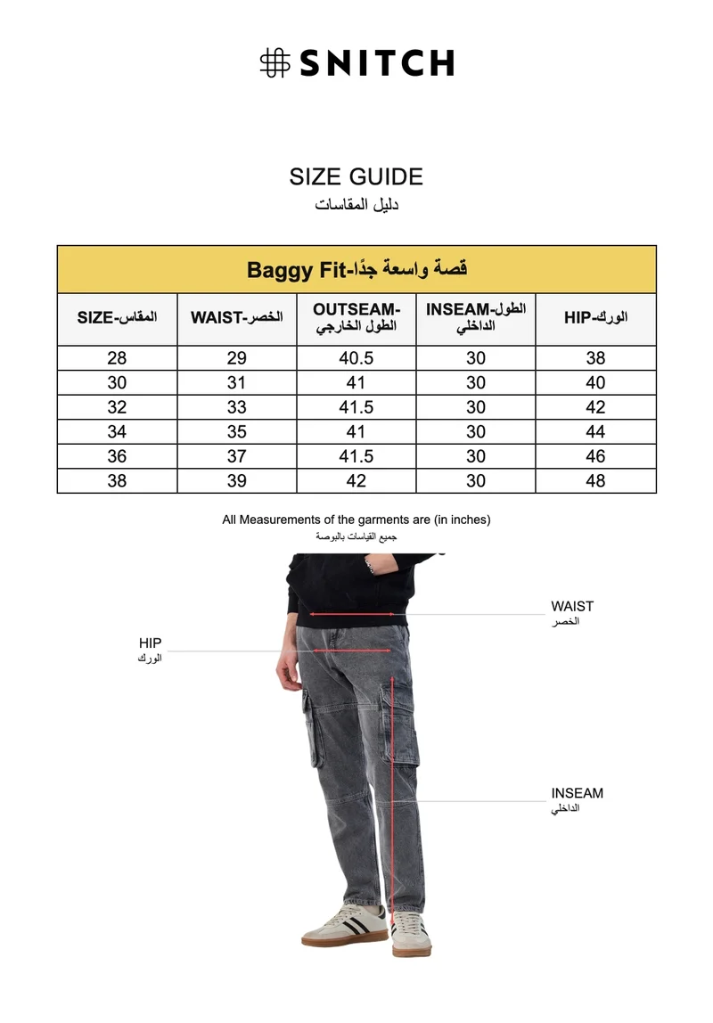 Snitch Grey Baggy 100% Cotton Six pockets Cargo Pants for Men | Best Price UAE