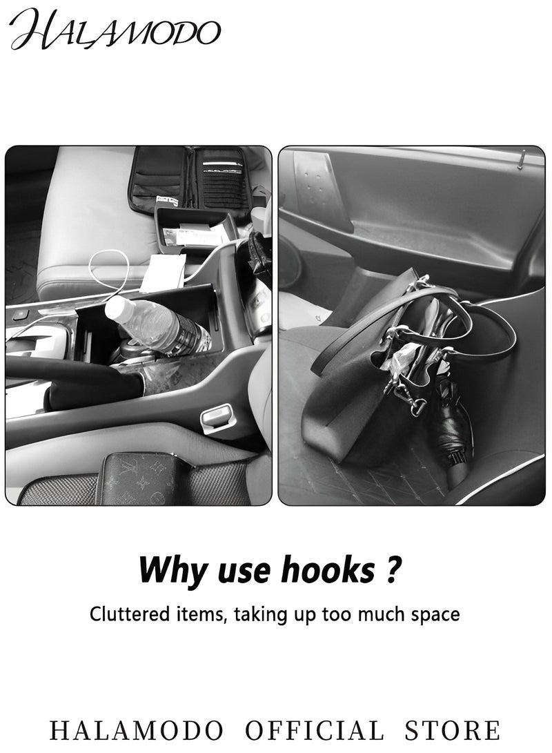 HALAMODO 2PCS Car Back Seat Headrest Hooks Multipurpose Durable Hangers Universal Car Organizers Car Interior Storage Organizer for Coats & Umbrellas & Grocery & Backpacks & Bags - Image 3