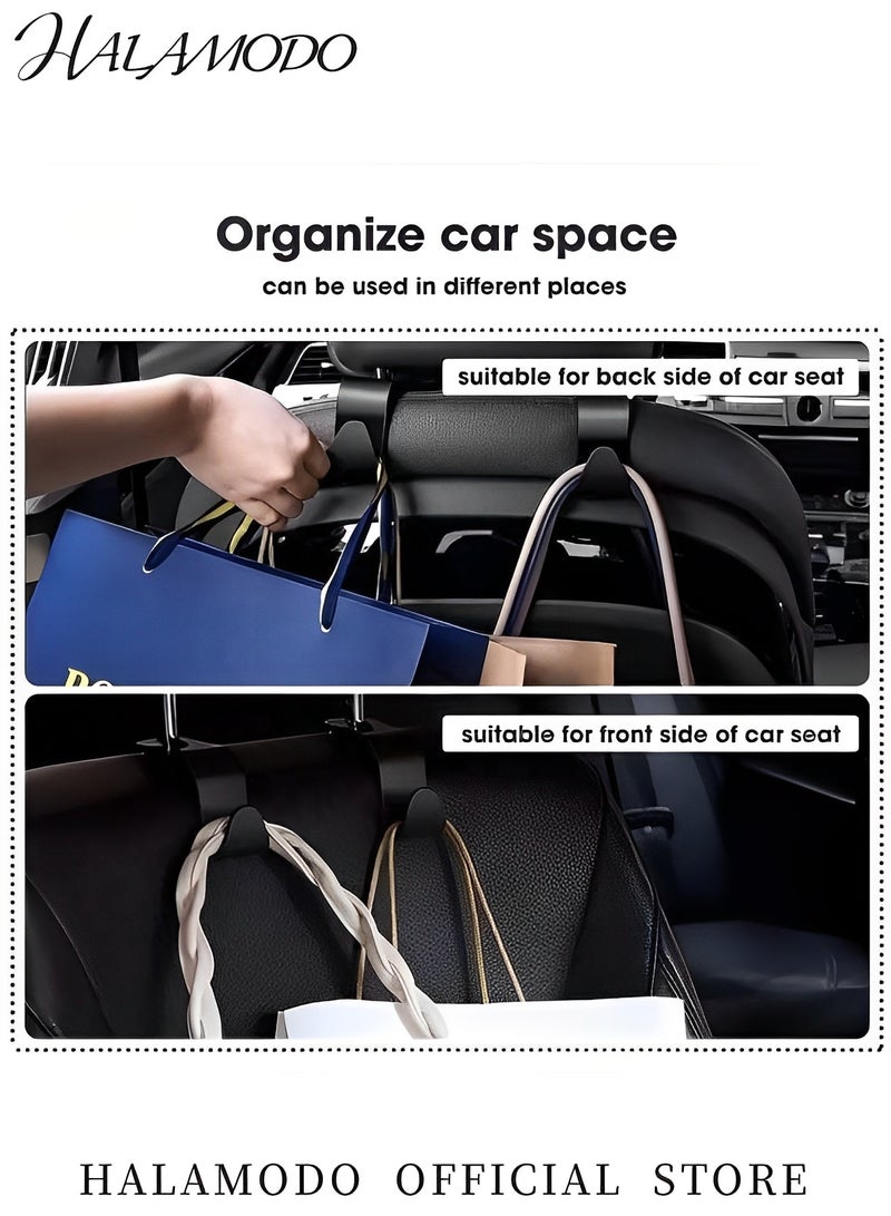 HALAMODO 2PCS Car Back Seat Headrest Hooks Multipurpose Durable Hangers Universal Car Organizers Car Interior Storage Organizer for Coats & Umbrellas & Grocery & Backpacks & Bags - Image 4