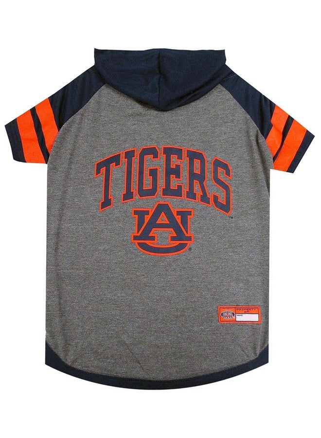 بتس فيرست هودي NCAA AUBURN TIGERS للكلاب والقطط، تي شيرت بقلنسوة مرخص من NCAA للكلاب والقطط، مقاس صغير جدًا. تي شيرت رياضي بقلنسوة للحيوانات الأليفة. تي شيرت رياضي بقلنسوة للكلاب. - Image 1