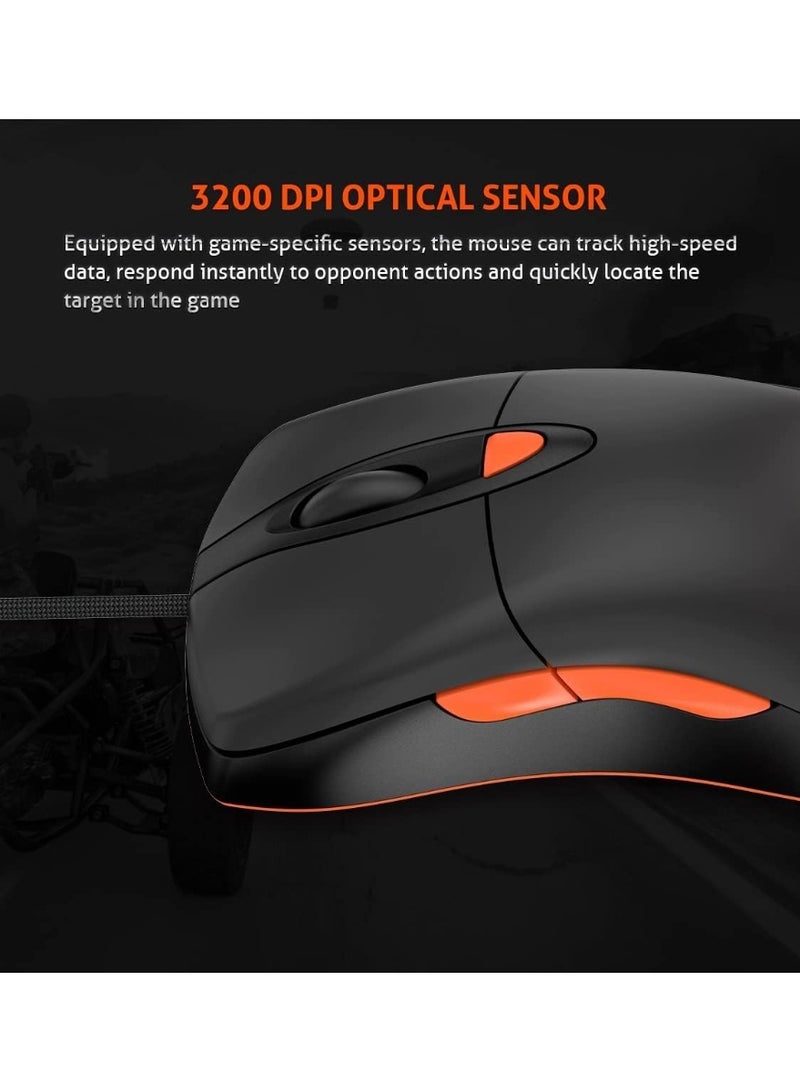 ميشين مجموعة MT C505 للألعاب 4 في 1 RGB تتضمن لوحة مفاتيح مضادة للظلال، وفأرة ألعاب بستة أزرار بدقة 3200 نقطة في البوصة، وسماعة رأس للألعاب بإضاءة خلفية وميكروفون متعدد الاتجاهات، ولوحة فأرة عالية الدقة لأجهزة الكمبيوتر المحمولة والمكتبية. - Image 5