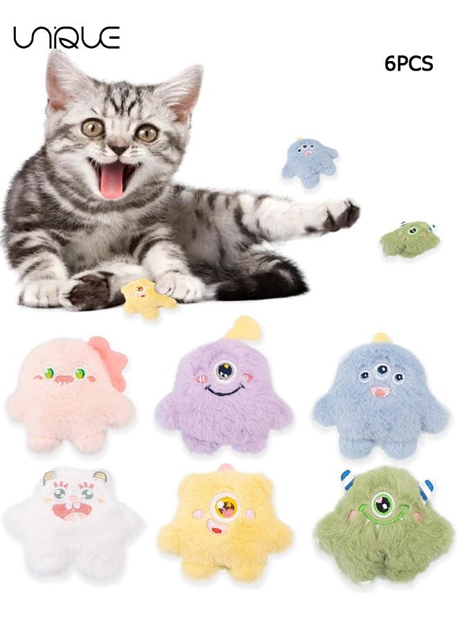 Unique Cat Catnip Toys, 6 Pcs Cat Chew Toy，Soft&Cute Plush Cat Toys for Indoor Cats to Playing Chewing Teeth Cleaning Cat Interactive Toys，Cute Little Monster - Image 1