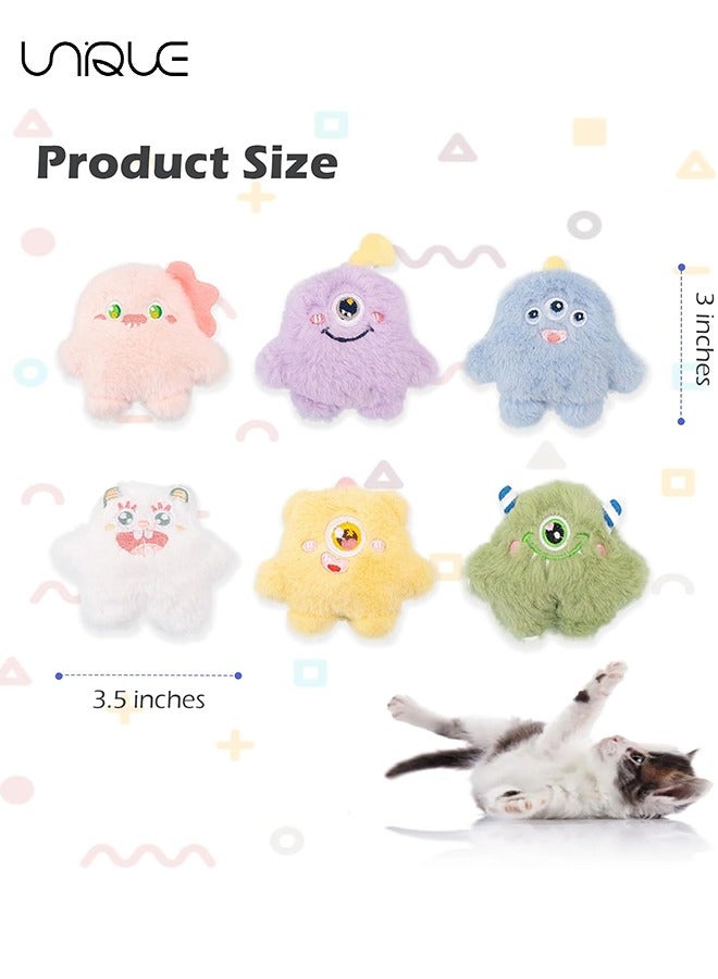 Unique Cat Catnip Toys, 6 Pcs Cat Chew Toy，Soft&Cute Plush Cat Toys for Indoor Cats to Playing Chewing Teeth Cleaning Cat Interactive Toys，Cute Little Monster - Image 2
