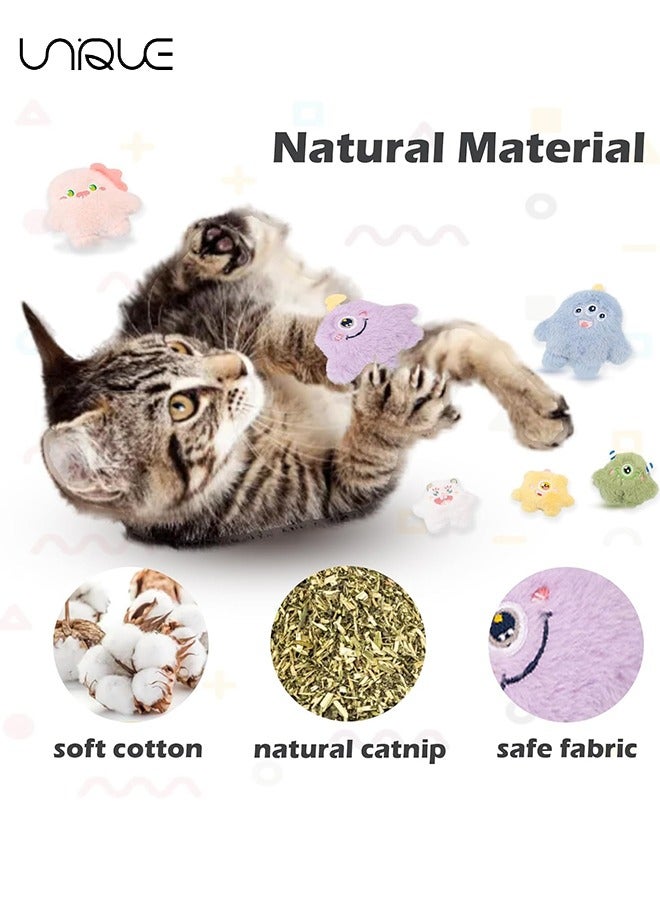 Unique Cat Catnip Toys, 6 Pcs Cat Chew Toy，Soft&Cute Plush Cat Toys for Indoor Cats to Playing Chewing Teeth Cleaning Cat Interactive Toys，Cute Little Monster - Image 3