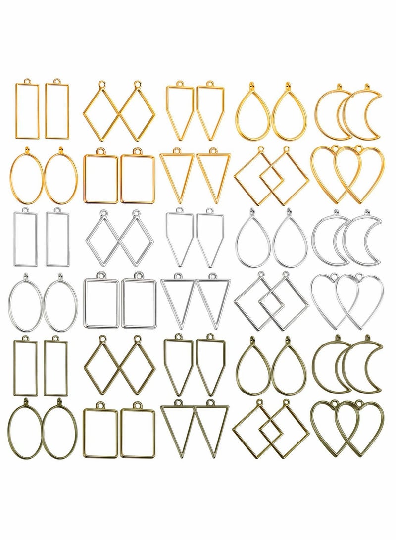 SYOSI 60pcs Hollow Mold Pendants Open Bezels for Resin Assorted Geometric Pressed Flower Frame Pendant Jewelry Molds for Resin Casting, Necklaces Earrings Making Supplies  - Image 1