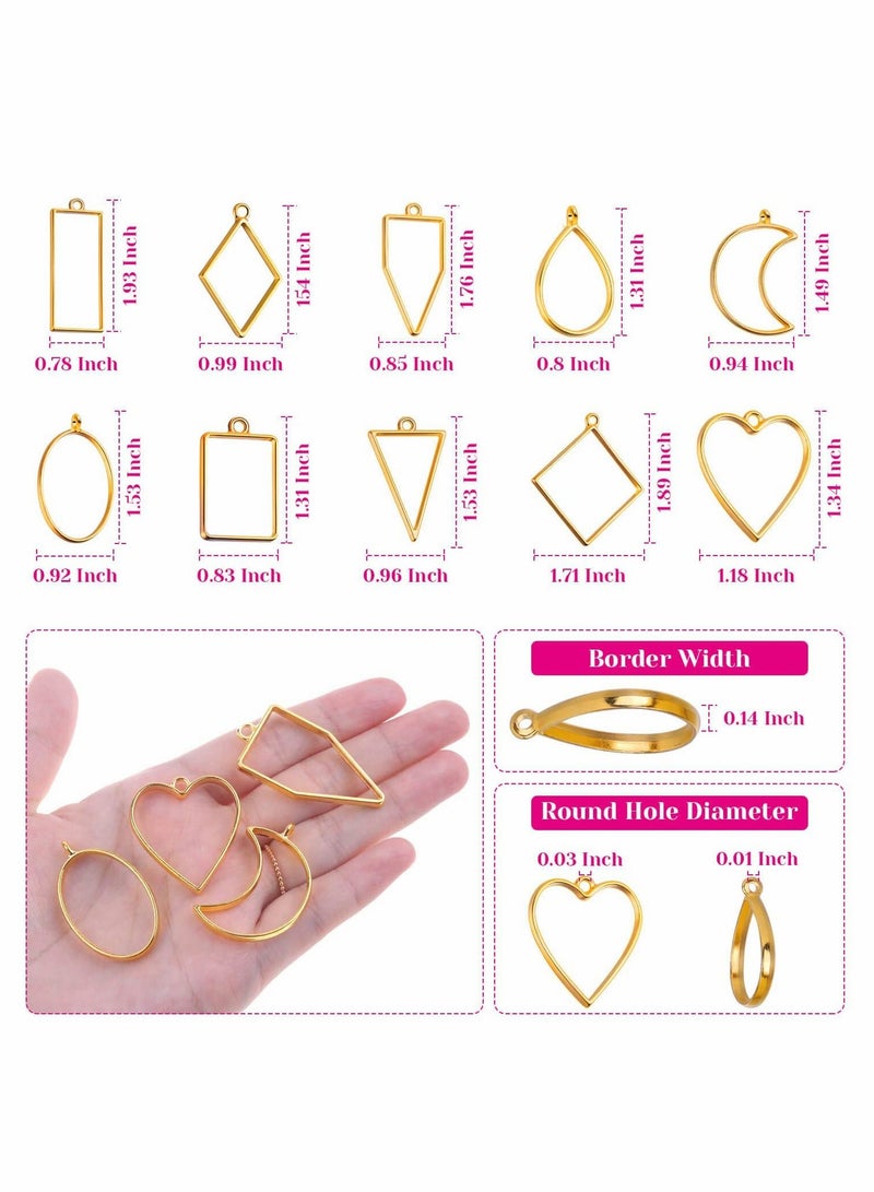 SYOSI 60pcs Hollow Mold Pendants Open Bezels for Resin Assorted Geometric Pressed Flower Frame Pendant Jewelry Molds for Resin Casting, Necklaces Earrings Making Supplies  - Image 4