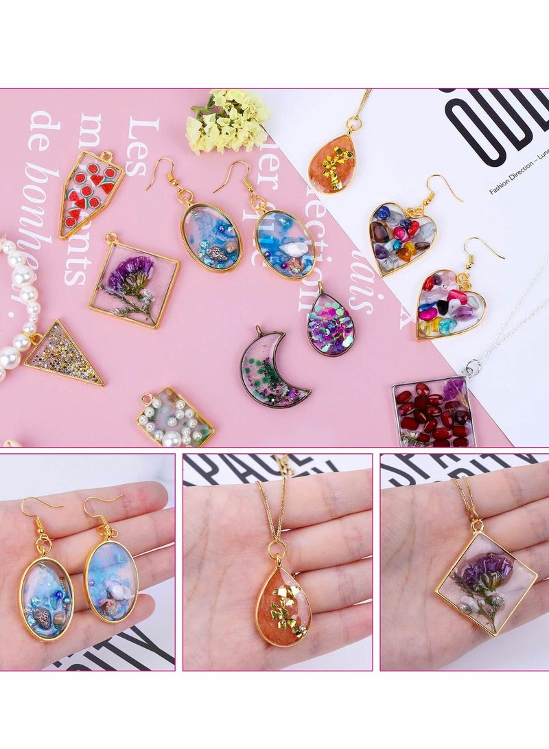SYOSI 60pcs Hollow Mold Pendants Open Bezels for Resin Assorted Geometric Pressed Flower Frame Pendant Jewelry Molds for Resin Casting, Necklaces Earrings Making Supplies  - Image 3