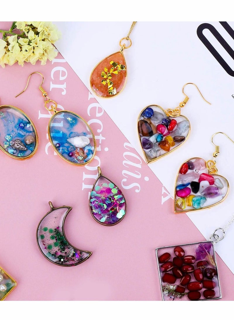 SYOSI 60pcs Hollow Mold Pendants Open Bezels for Resin Assorted Geometric Pressed Flower Frame Pendant Jewelry Molds for Resin Casting, Necklaces Earrings Making Supplies  - Image 2
