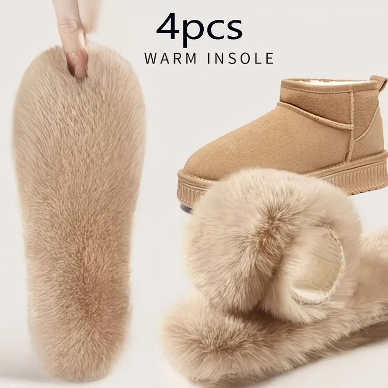 Brown Ultra Warm Insulated Insoles 2 Pairs Super Soft Plush Anti Cold For Winter Boots - Image 1