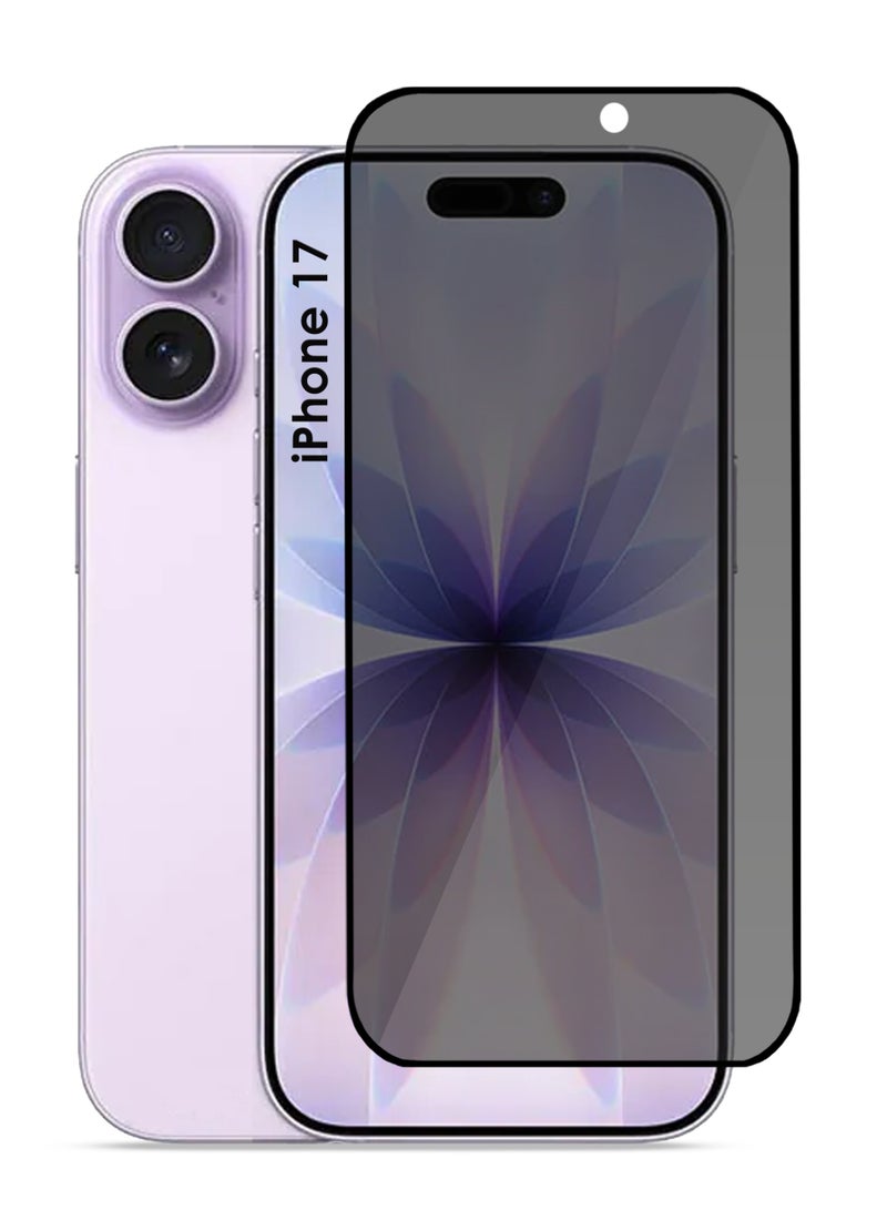 واقي شاشة Apple iPhone 17 للخصوصية بتغطية كاملة لهاتف iPhone 17، حافة سوداء من الزجاج المقوى المضاد للتجسس مع أداة تركيب سهلة، مناسب للجراب - Image 1