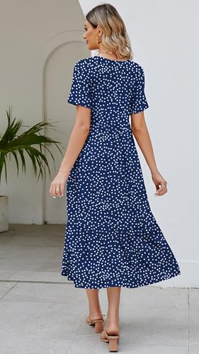 Jeqeocafy Summer Dresses for Women Flowy Maxi Sundress Short Sleeve Tiered Beach Dress with Pockets 2026 Vacation Travel - Image 4