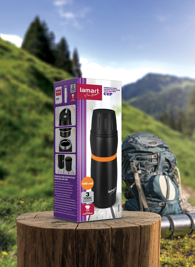 Lamart Vacuum Flask High Quality Stainless Steel Black/Orange - Image 5
