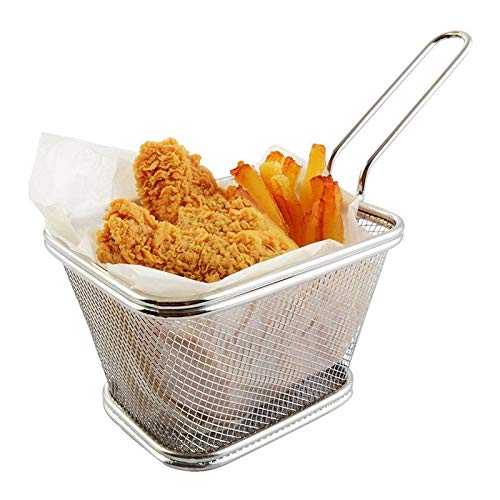 Kelexx Stainless Steel Mesh French Chip Frying Serving Food Presentation Strainer Net Potato Chips/French Fries Cooking Tool Deep Fry Basket (Mesh Fry Basket) - Image 5