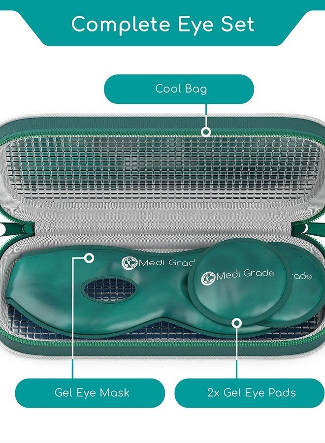 Medi Grade Cooling Eye Mask - Reusable Gel Eye Mask with 2 x Cooling Eye Pads and Cooling Storage Bag - Reversible Eye Mask with Adjustable Straps - Image 2