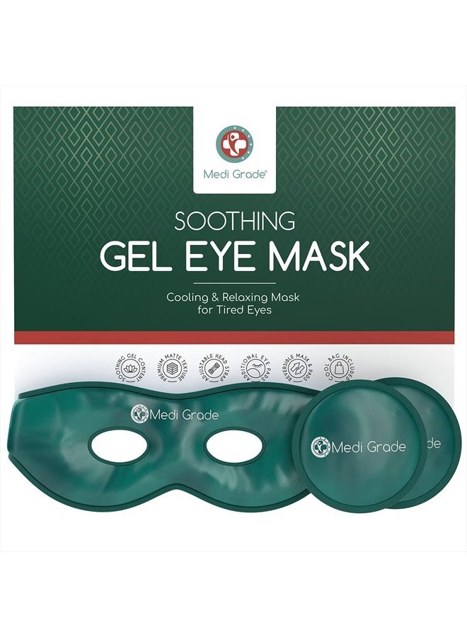 Medi Grade Cooling Eye Mask - Reusable Gel Eye Mask with 2 x Cooling Eye Pads and Cooling Storage Bag - Reversible Eye Mask with Adjustable Straps - Image 1