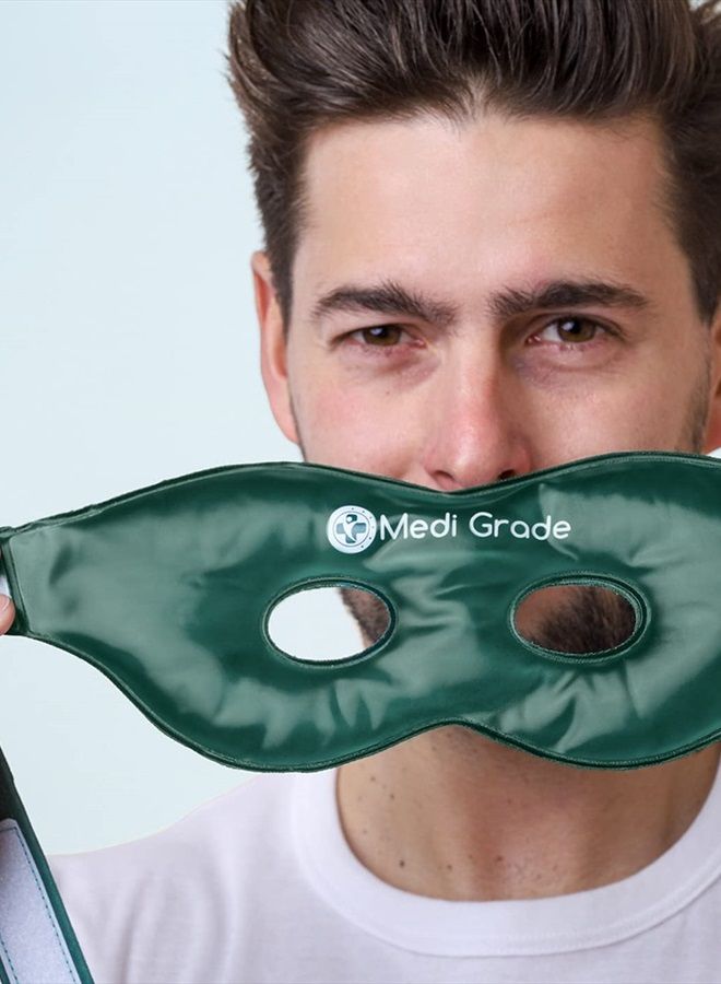 Medi Grade Cooling Eye Mask - Reusable Gel Eye Mask with 2 x Cooling Eye Pads and Cooling Storage Bag - Reversible Eye Mask with Adjustable Straps - Image 3